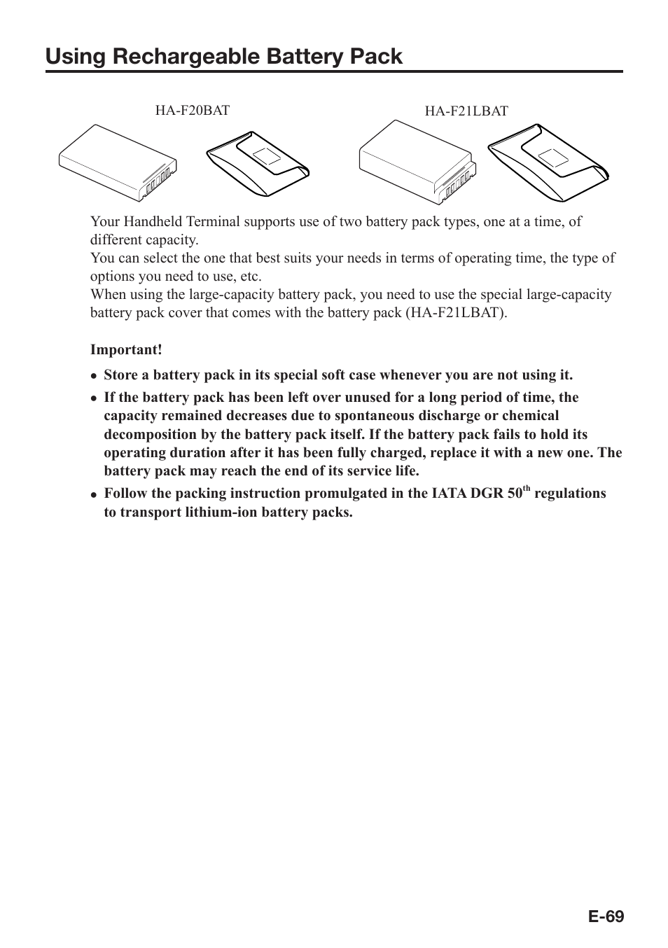 Using rechargeable battery pack | Casio DT-X7 User Manual | Page 71 / 75