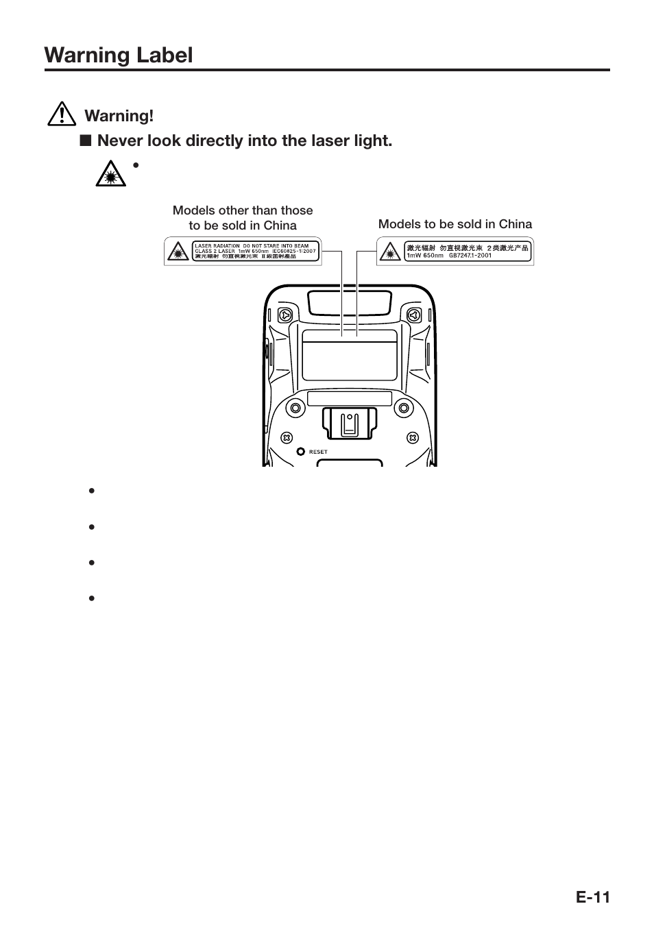 Warning label | Casio DT-X8 User Manual | Page 13 / 75