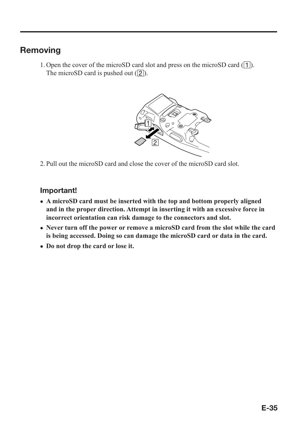 Removing | Casio DT-X8 User Manual | Page 37 / 75