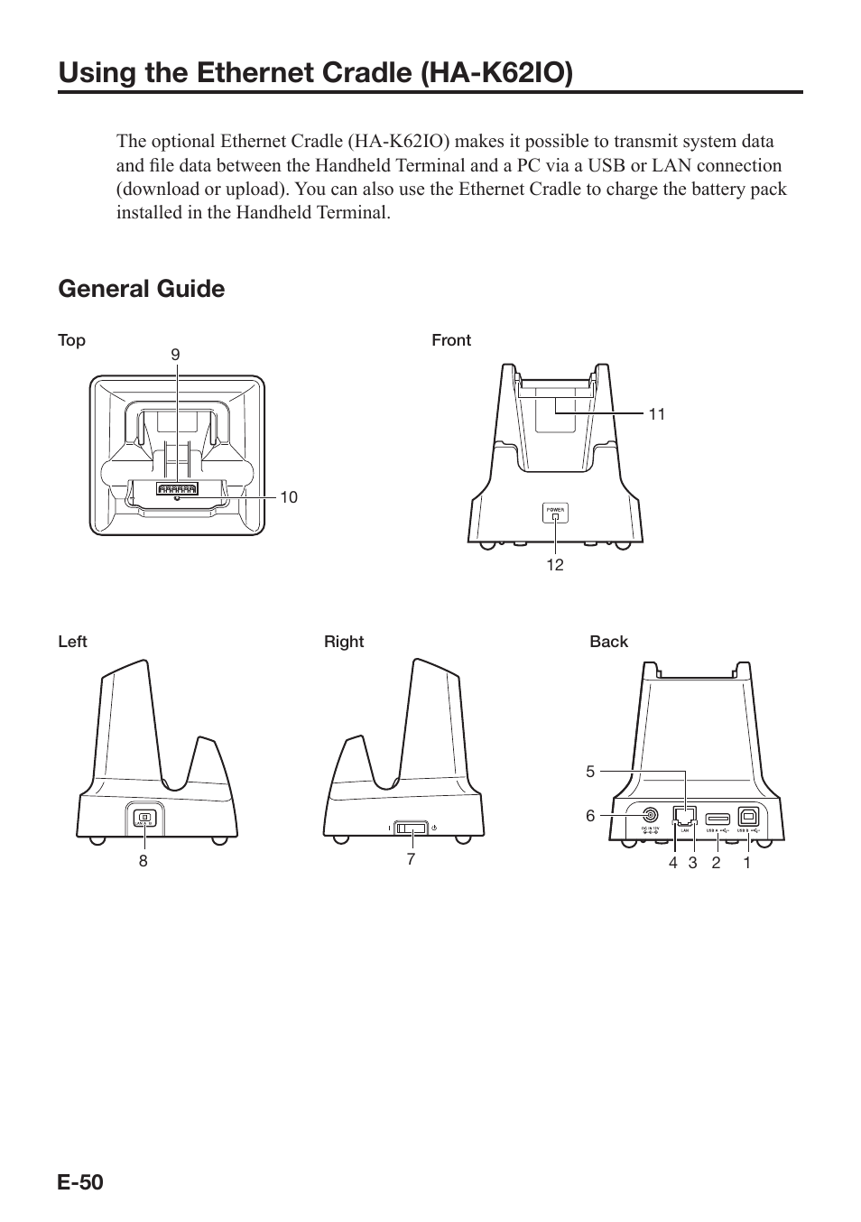 Using the ethernet cradle (ha-k62io), General guide | Casio DT-X8 User Manual | Page 52 / 75