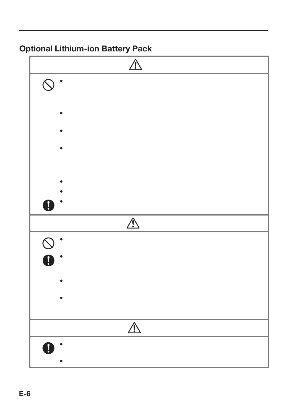 Optional lithium-ion battery pack danger, Warning, Caution | Casio DT-X8 User Manual | Page 8 / 75