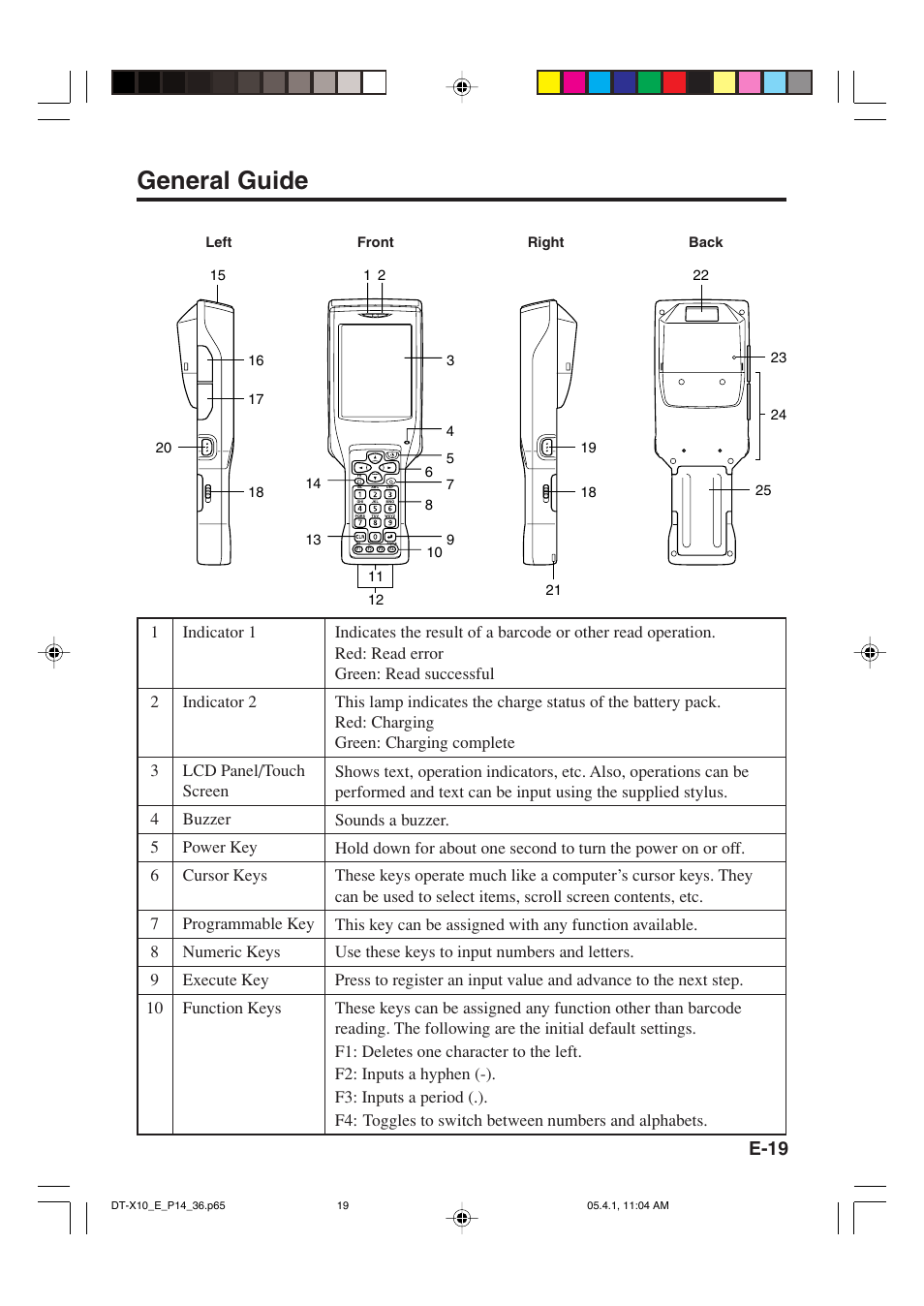 General guide, E-19 | Casio DT-X10 User Manual | Page 21 / 62