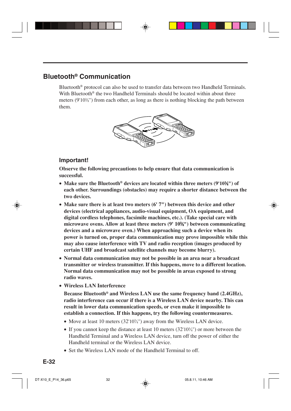 Bluetooth, Communication, E-32 | Important | Casio DT-X10 User Manual | Page 34 / 62
