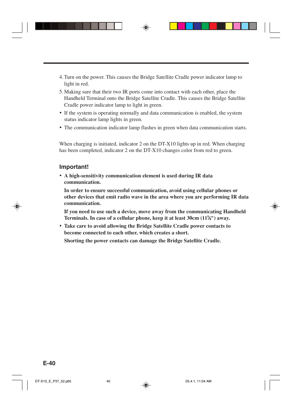 E-40, Important | Casio DT-X10 User Manual | Page 42 / 62