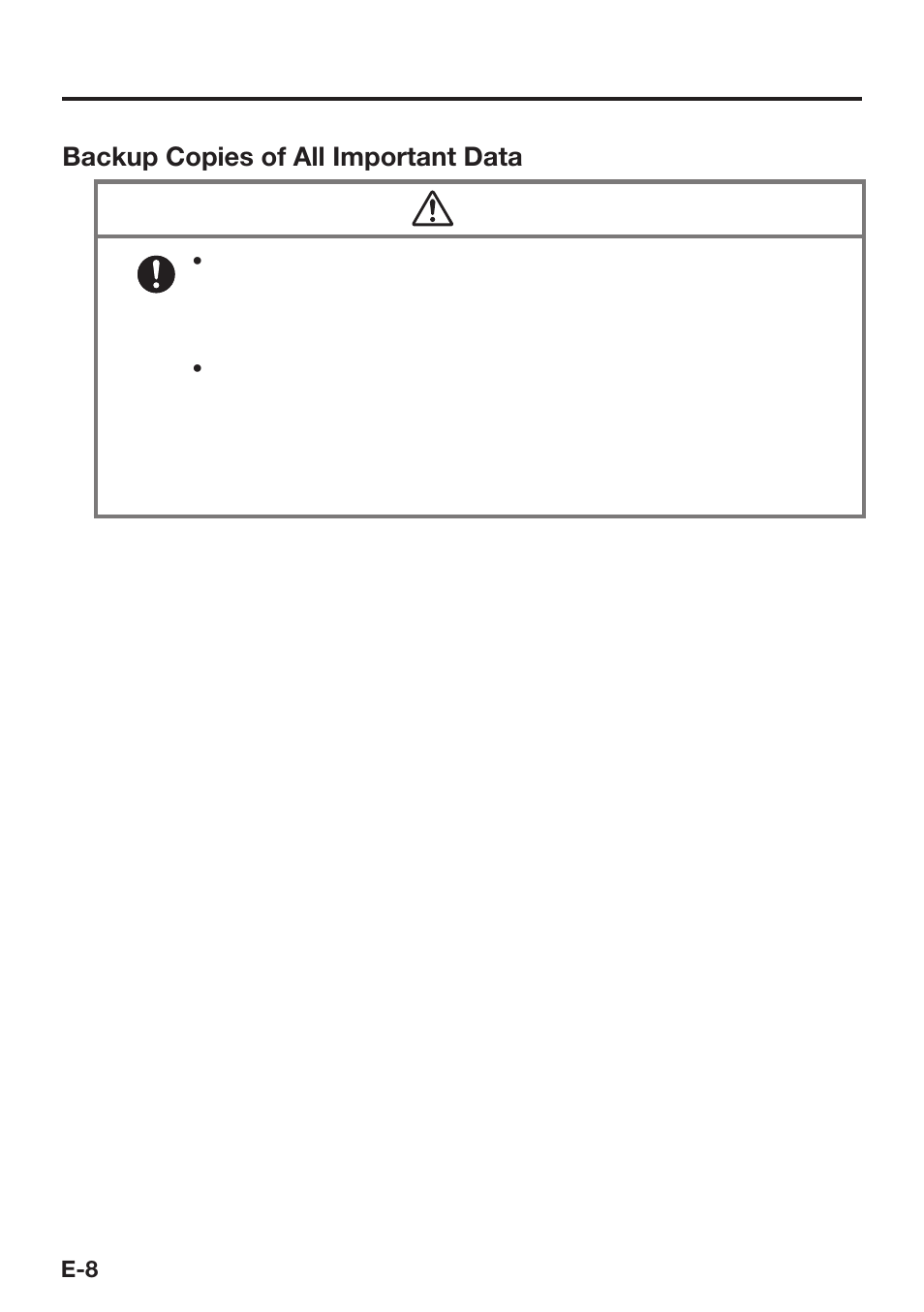 Backup copies of all important data caution | Casio DT-X30 User Manual | Page 10 / 59