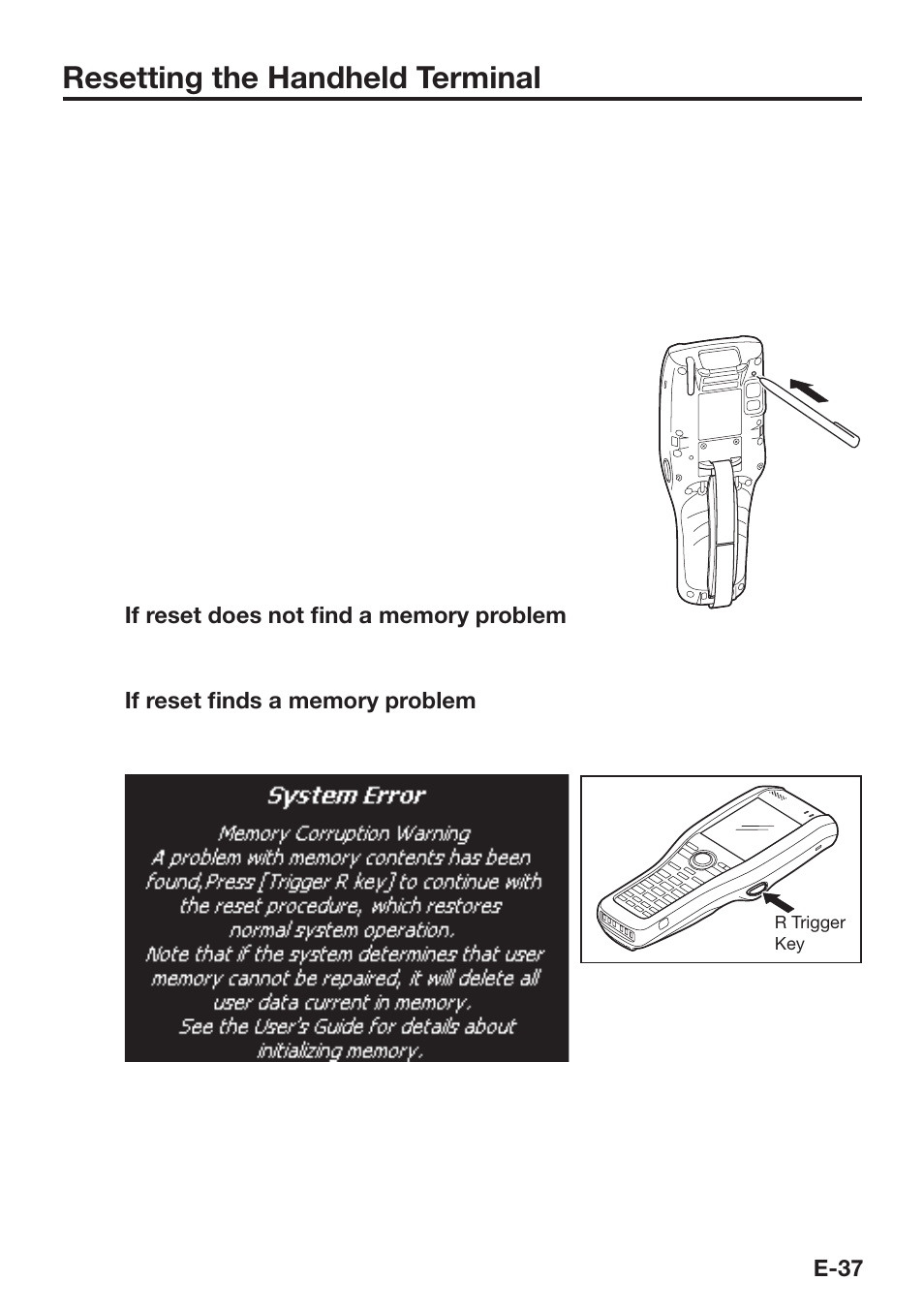 Resetting the handheld terminal | Casio DT-X30 User Manual | Page 39 / 59