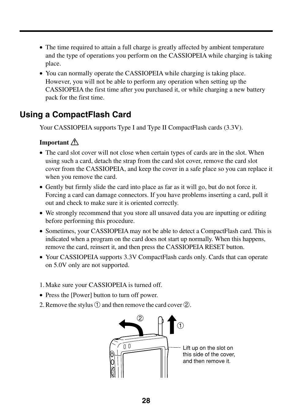 Using a compactflash card | Casio EG-800 User Manual | Page 28 / 55