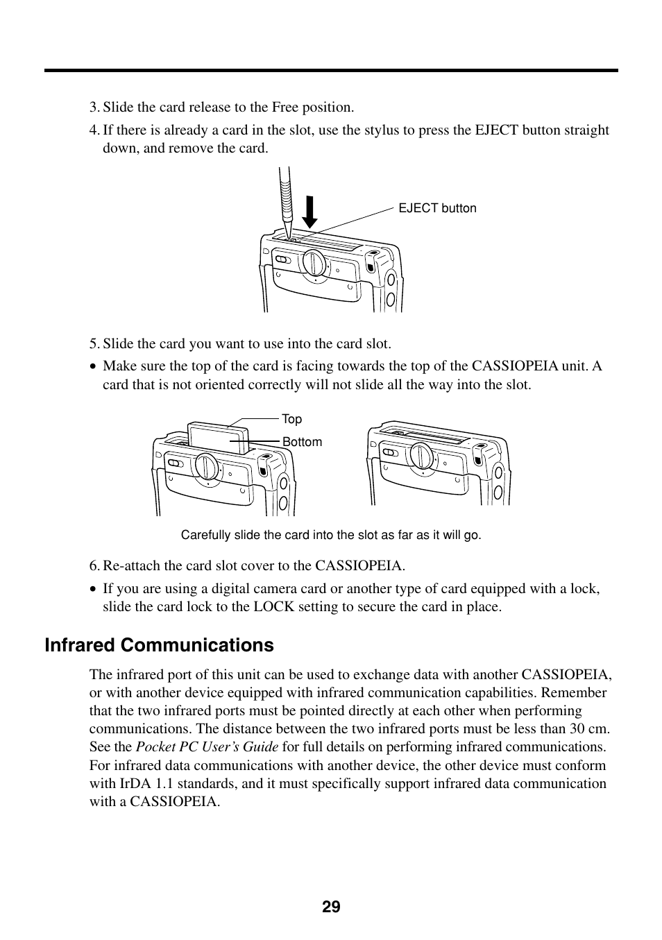 Infrared communications | Casio EG-800 User Manual | Page 29 / 55