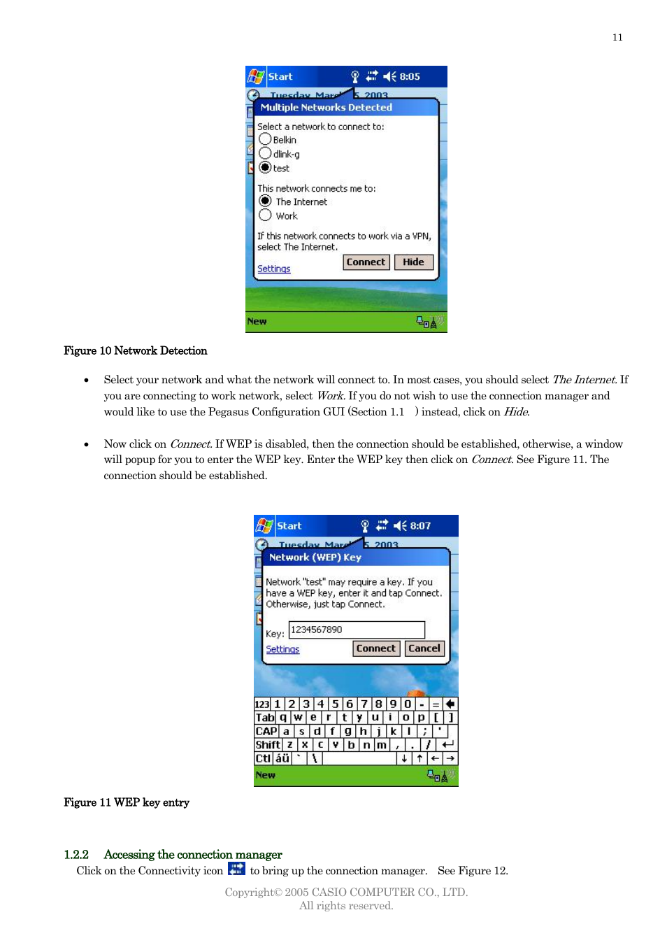 A cessing the connection manage, Figure 10. if, Ow (figure 10) | Casio DT-10 User Manual | Page 14 / 22