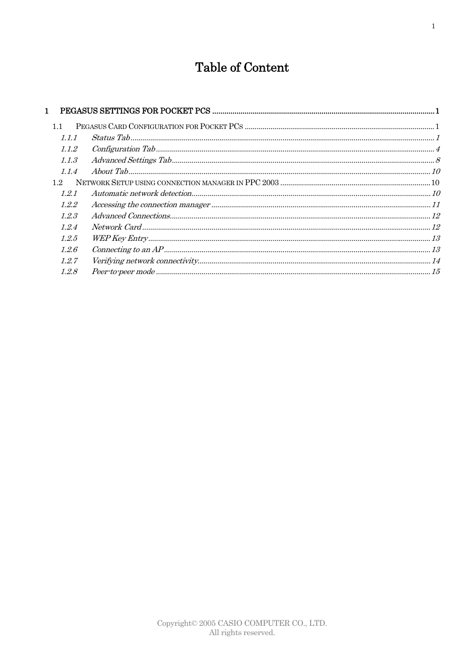 Table of content | Casio DT-10 User Manual | Page 3 / 22