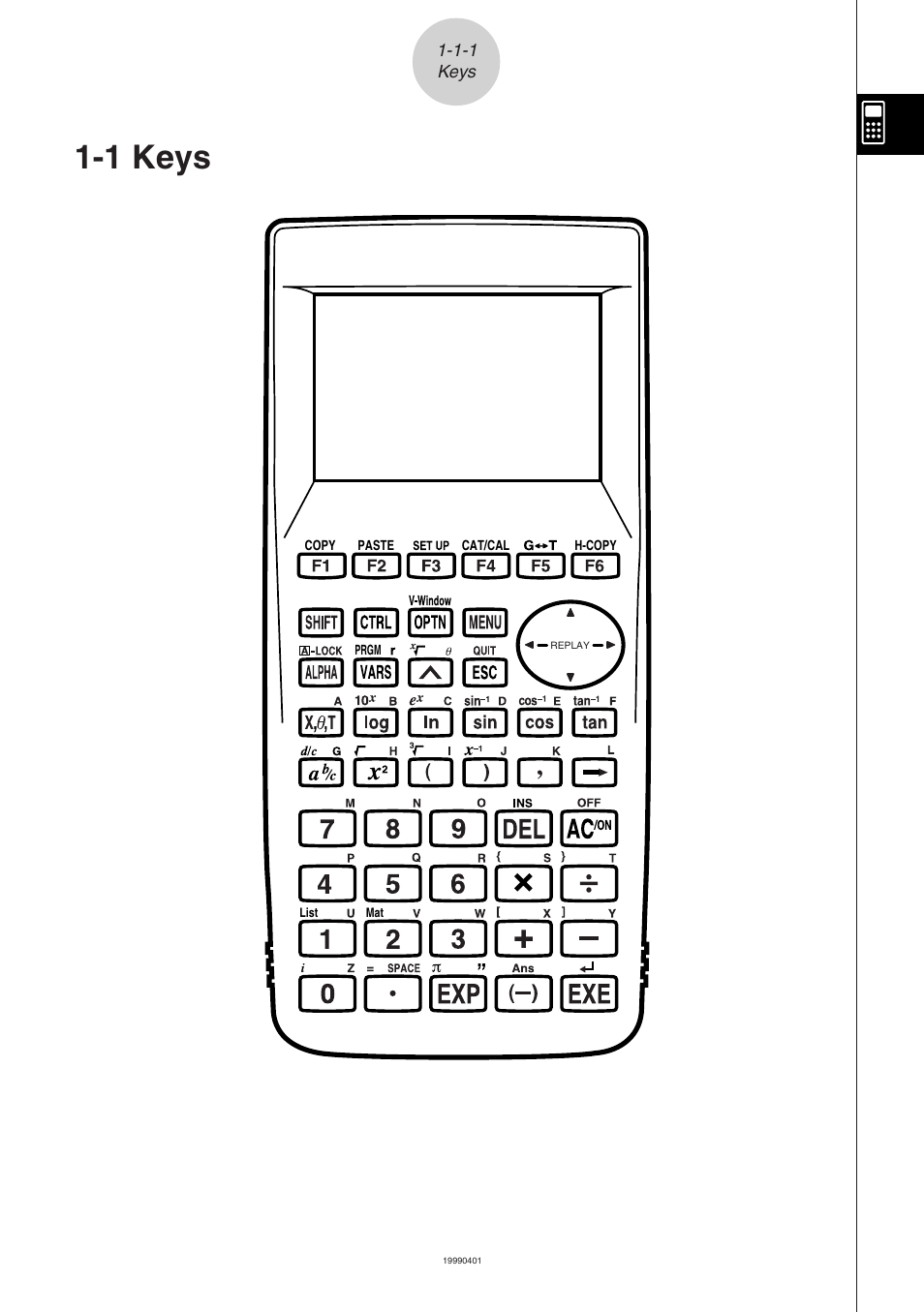 1 keys | Casio ALGEBRA FX 2.0 Basic Operation User Manual | Page 2 / 28