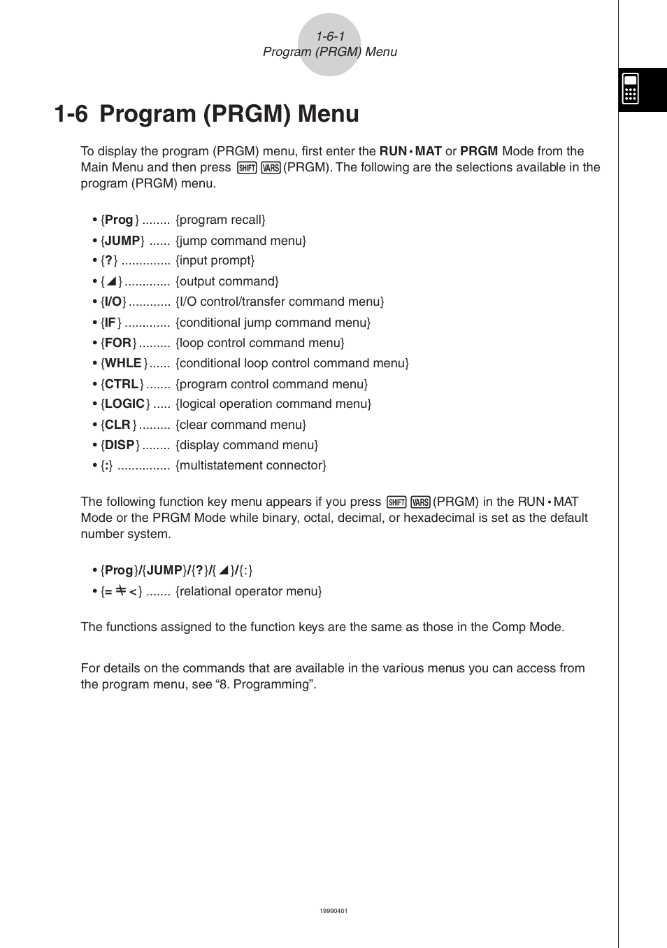 6 program (prgm) menu | Casio ALGEBRA FX 2.0 Basic Operation User Manual | Page 22 / 28