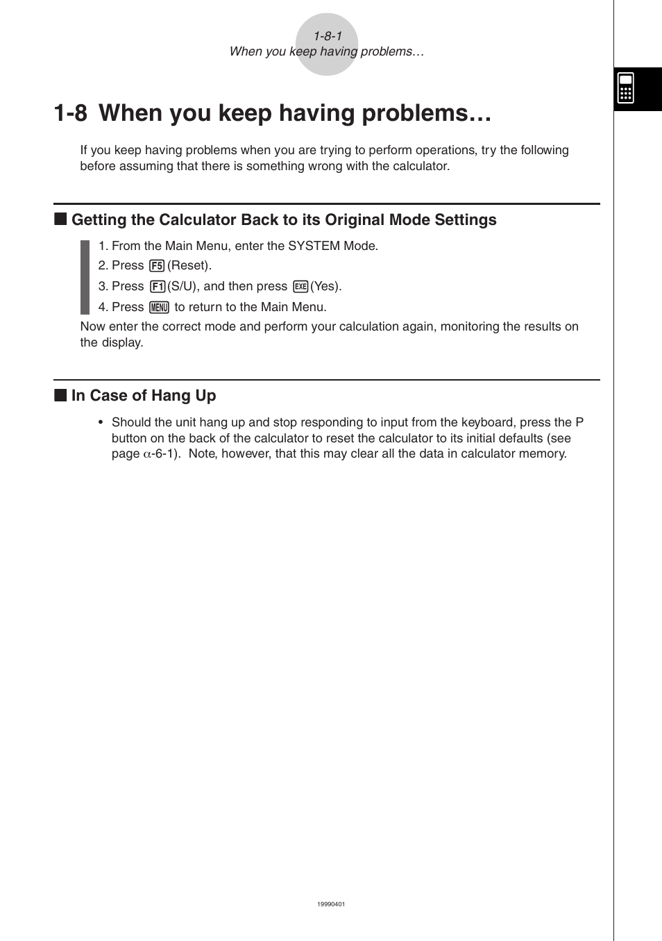 8 when you keep having problems | Casio ALGEBRA FX 2.0 Basic Operation User Manual | Page 27 / 28