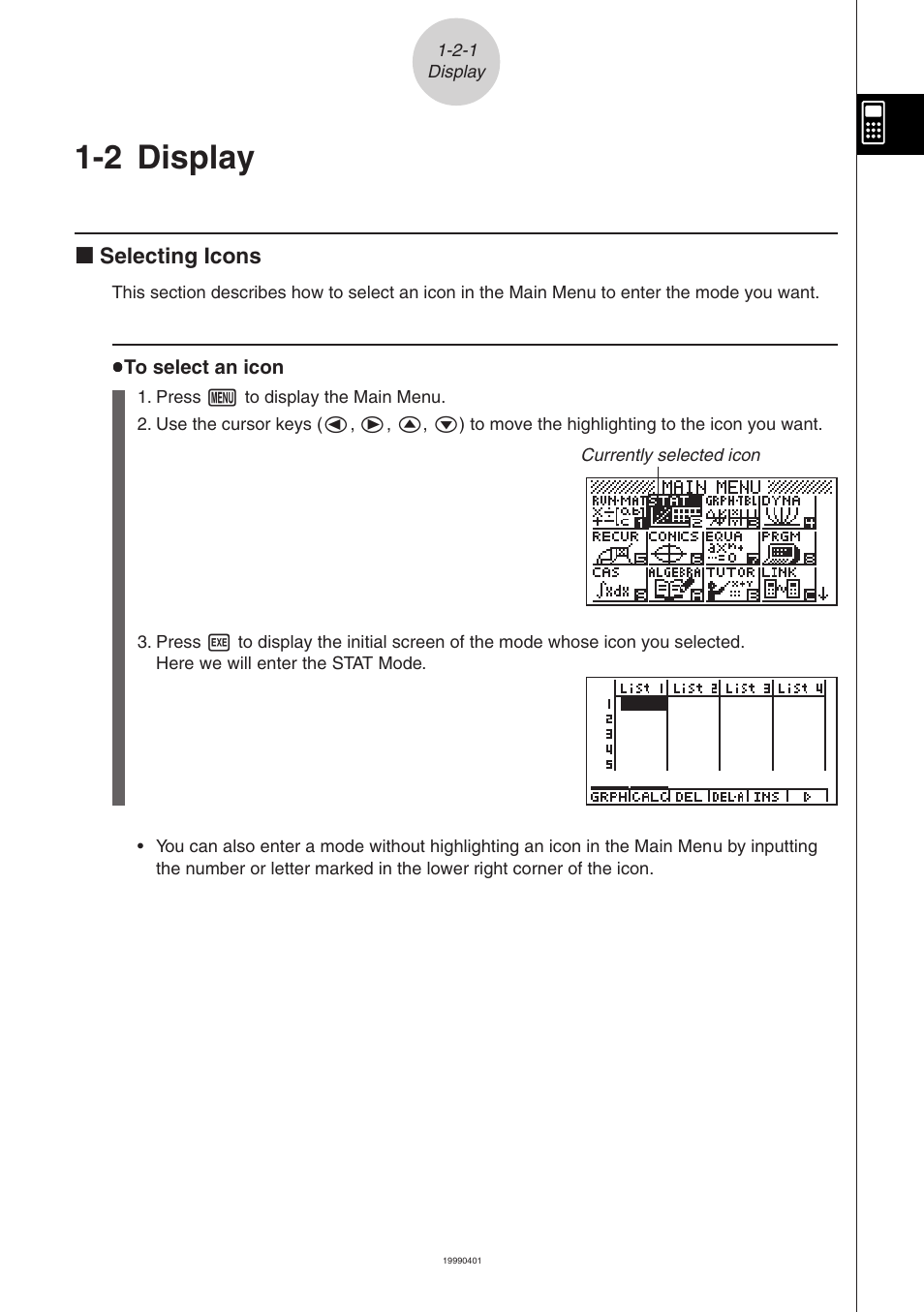 2 display | Casio ALGEBRA FX 2.0 Basic Operation User Manual | Page 5 / 28