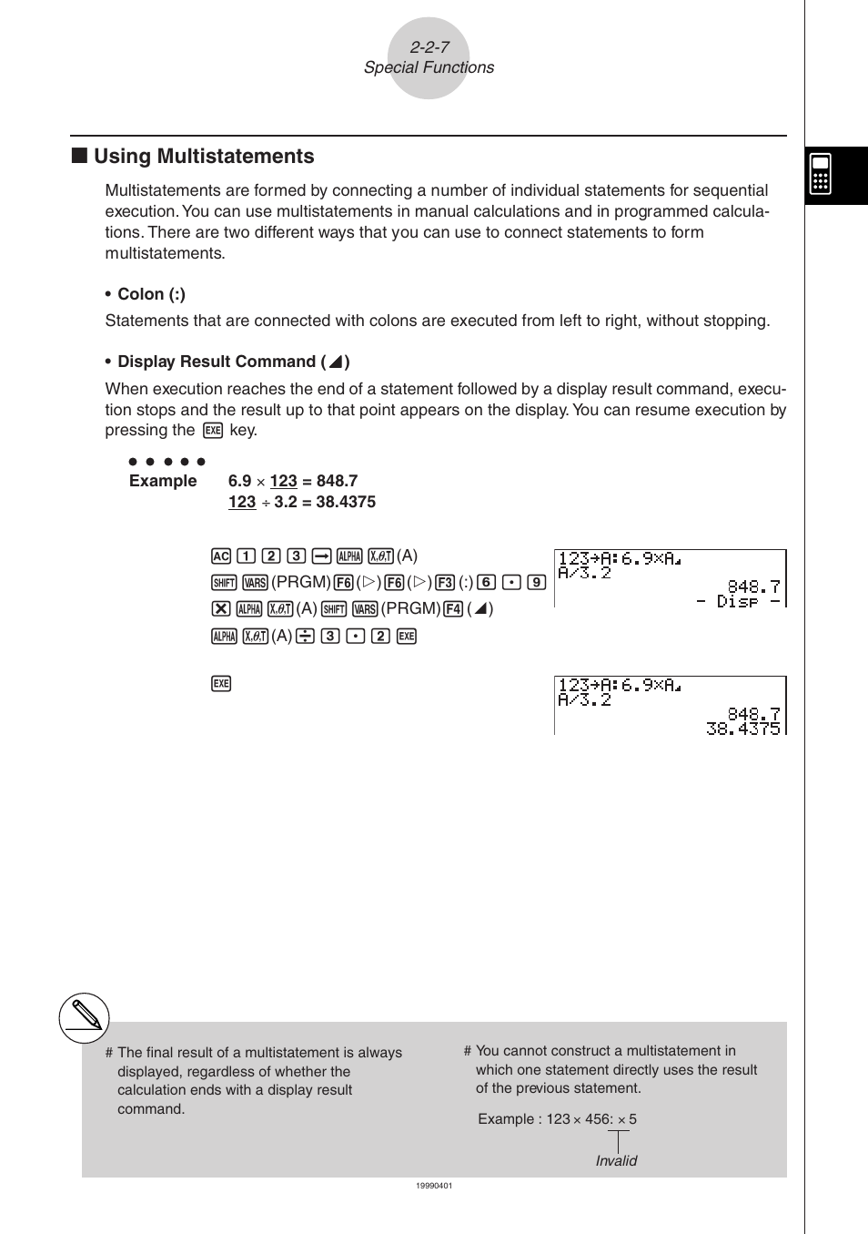 K using multistatements | Casio ALGEBRA FX 2.0 Manual Calculations User Manual | Page 14 / 70