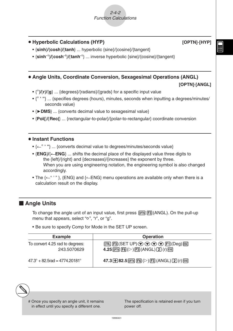 Kk angle units | Casio ALGEBRA FX 2.0 Manual Calculations User Manual | Page 18 / 70