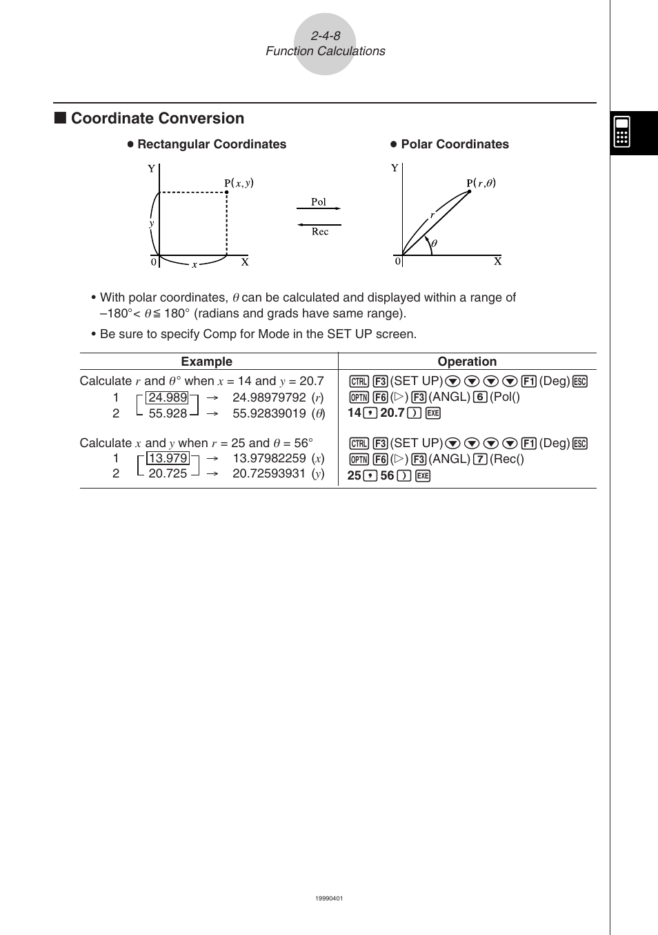 K coordinate conversion | Casio ALGEBRA FX 2.0 Manual Calculations User Manual | Page 24 / 70