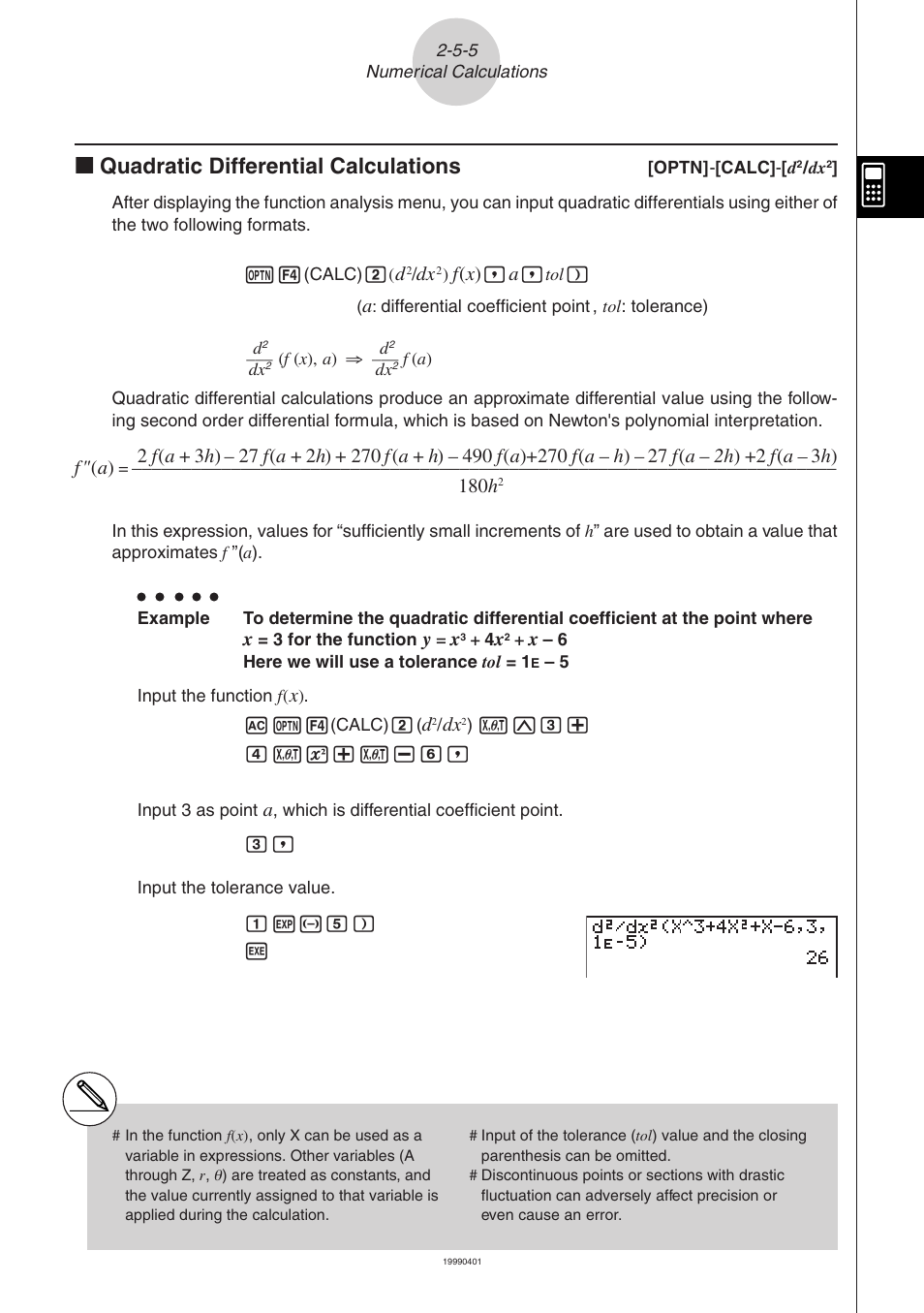 Kk quadratic differential calculations | Casio ALGEBRA FX 2.0 Manual Calculations User Manual | Page 32 / 70