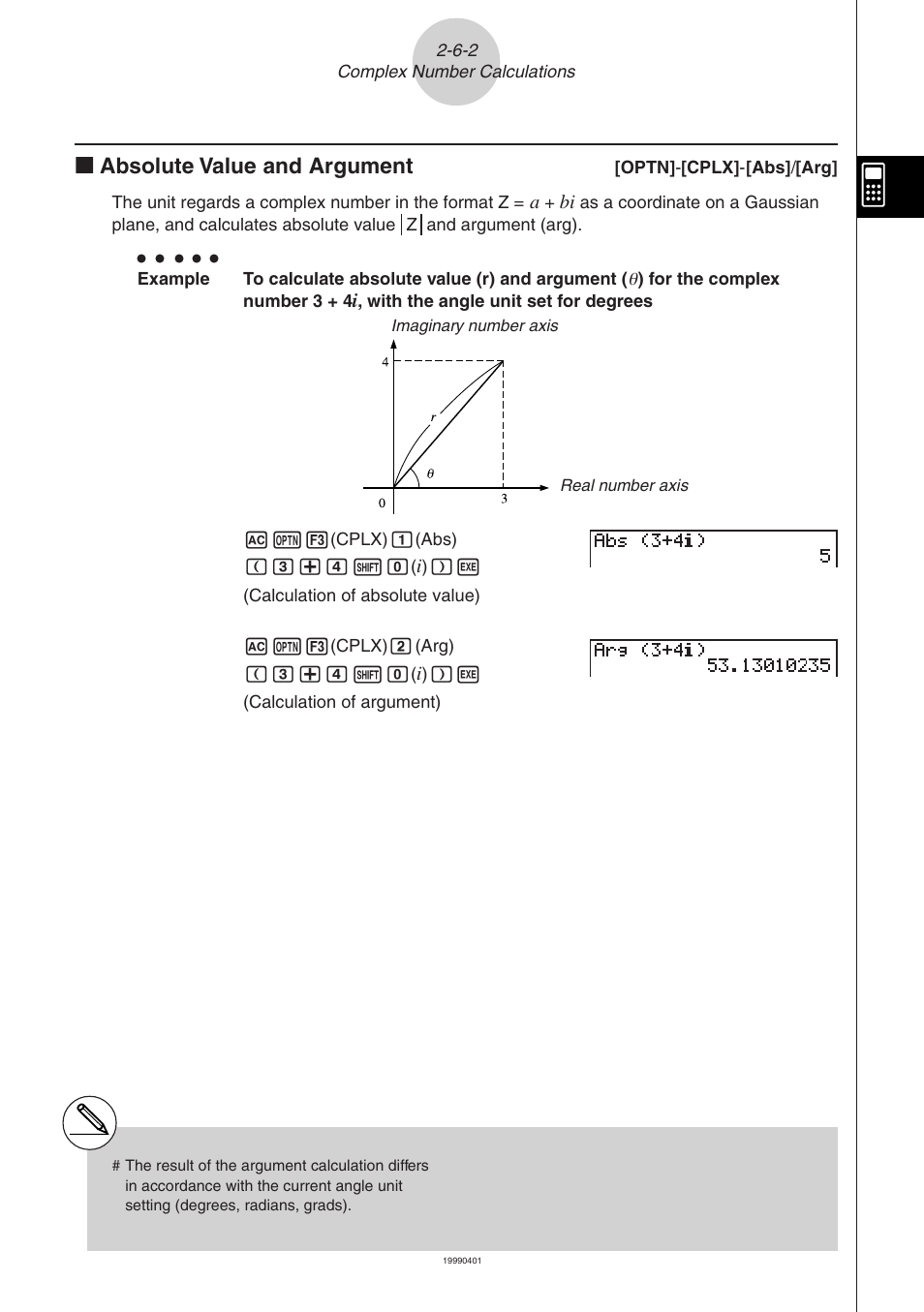 Kk absolute value and argument | Casio ALGEBRA FX 2.0 Manual Calculations User Manual | Page 42 / 70