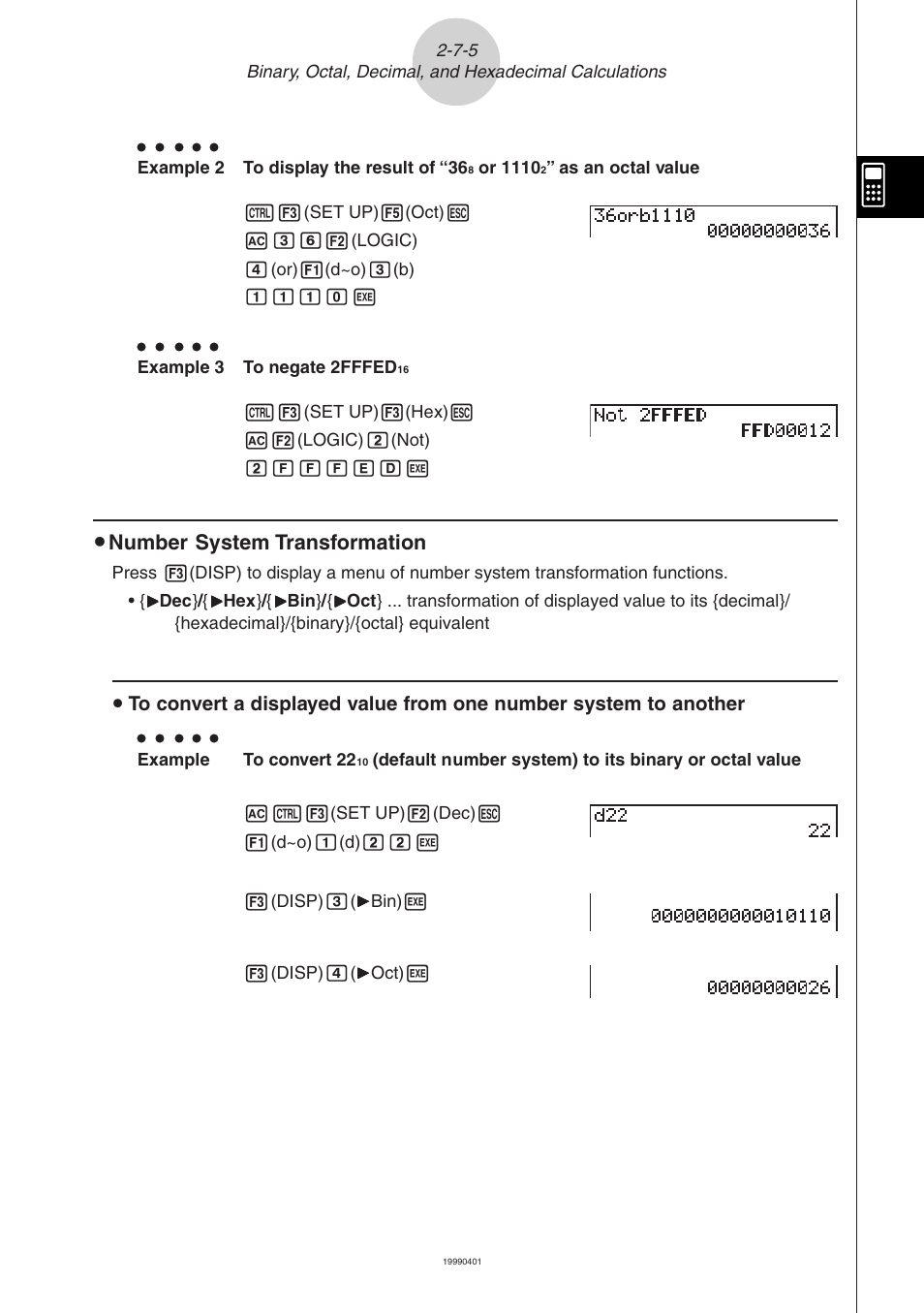 Number system transformation | Casio ALGEBRA FX 2.0 Manual Calculations User Manual | Page 49 / 70