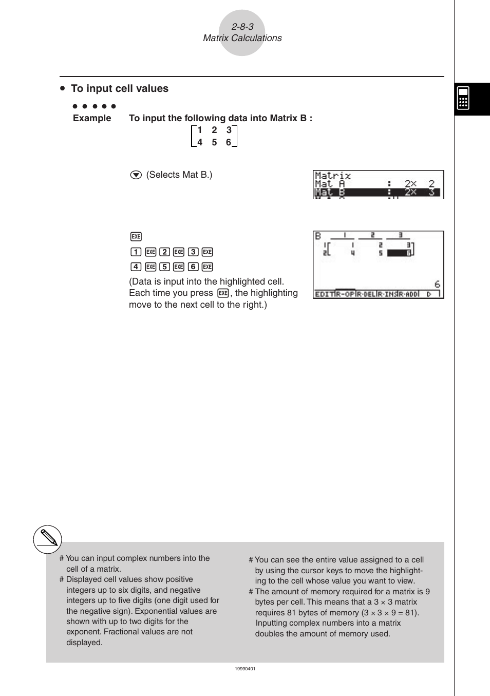 U to input cell values | Casio ALGEBRA FX 2.0 Manual Calculations User Manual | Page 52 / 70