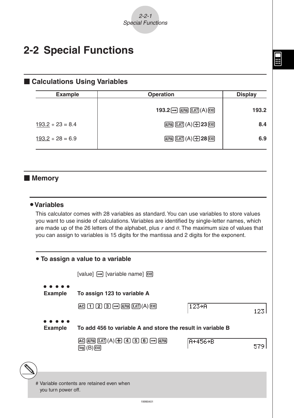 2 special functions | Casio ALGEBRA FX 2.0 Manual Calculations User Manual | Page 8 / 70
