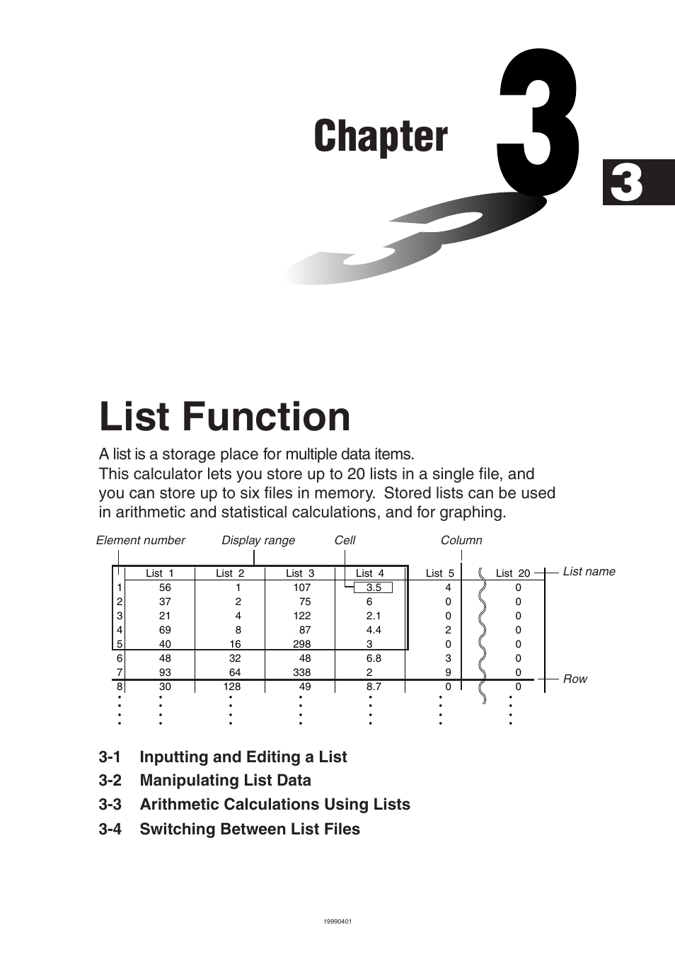 Casio ALGEBRA FX 2.0 List Function User Manual | 22 pages