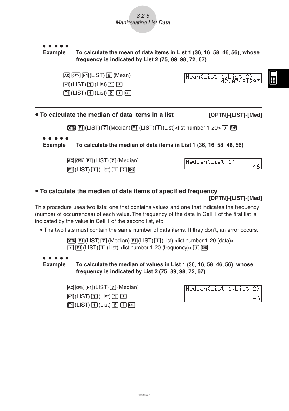 Casio ALGEBRA FX 2.0 List Function User Manual | Page 13 / 22