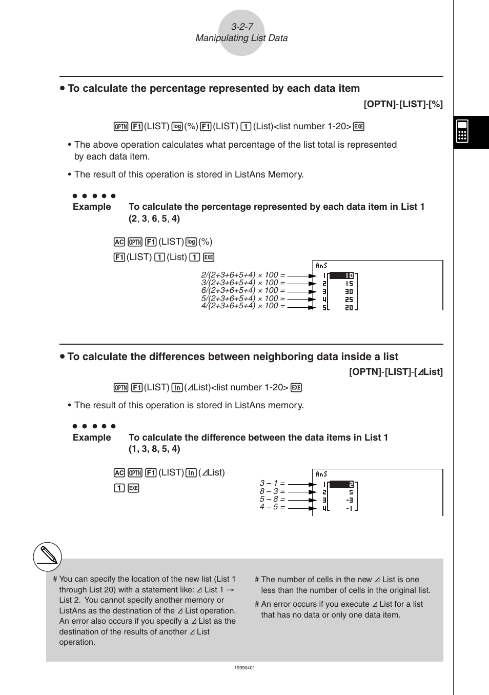 Casio ALGEBRA FX 2.0 List Function User Manual | Page 15 / 22