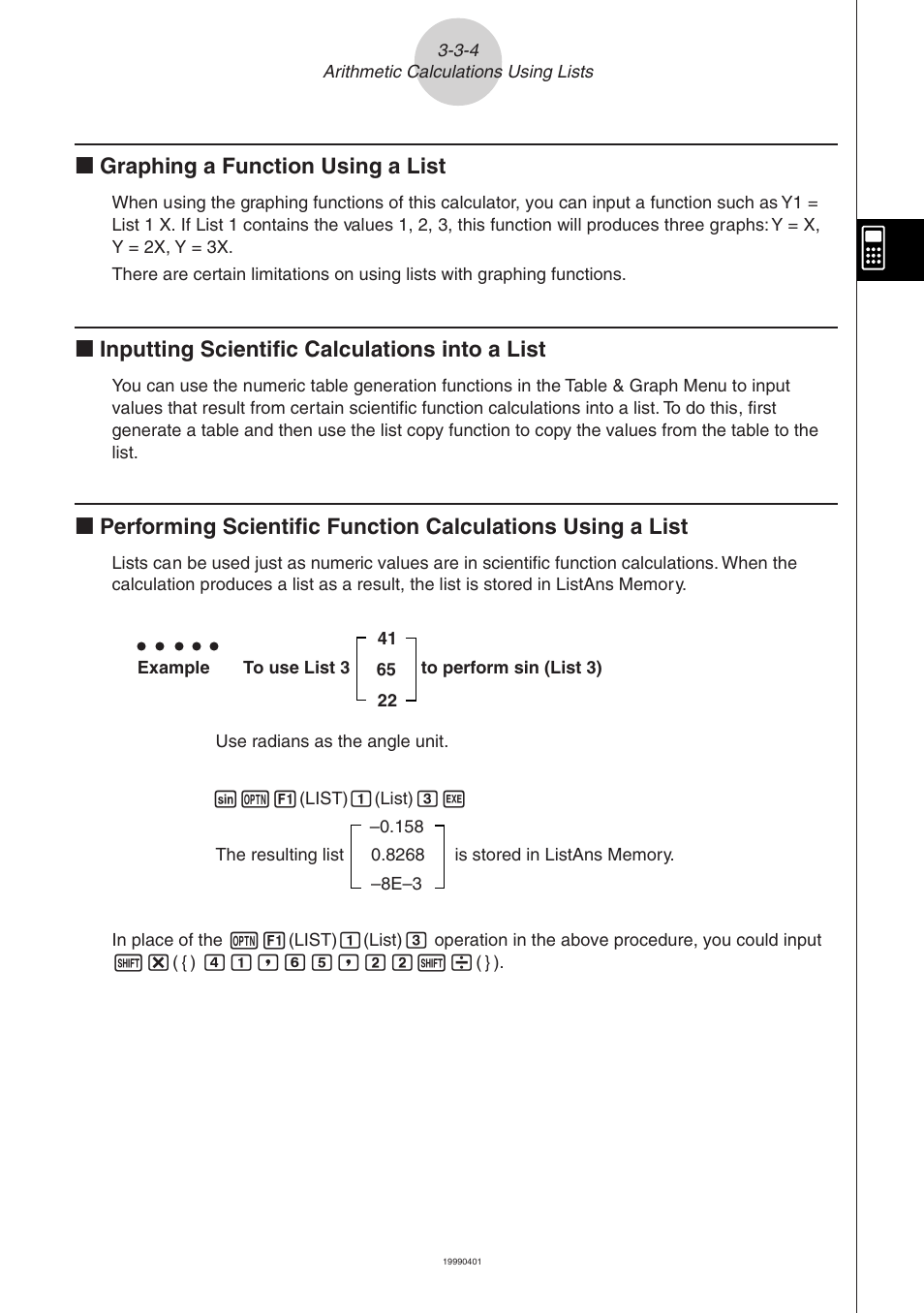 K graphing a function using a list, K inputting scientific calculations into a list | Casio ALGEBRA FX 2.0 List Function User Manual | Page 20 / 22