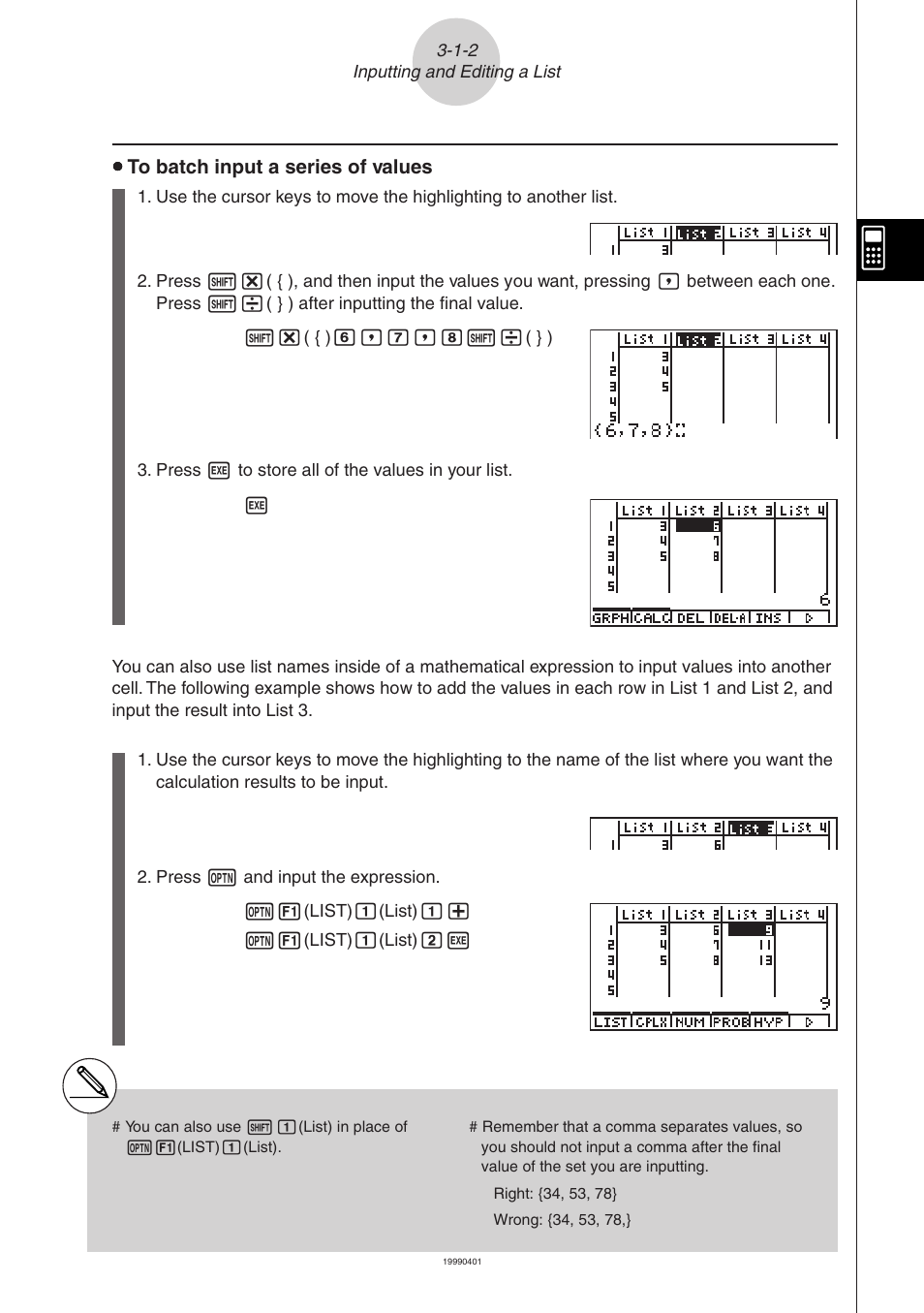 Casio ALGEBRA FX 2.0 List Function User Manual | Page 3 / 22
