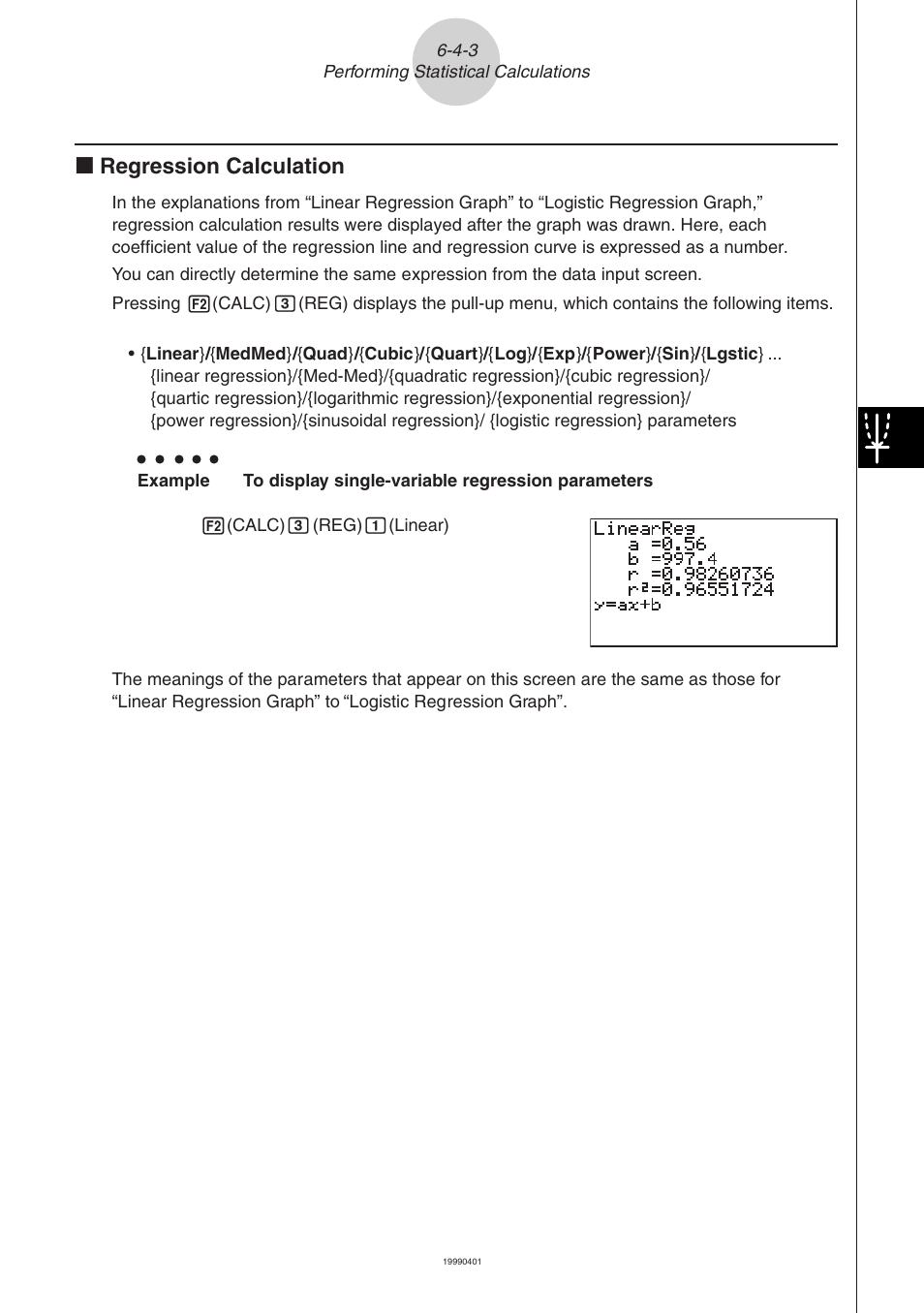 K regression calculation | Casio ALGEBRA FX 2.0 Statistical Graphs and Calculations User Manual | Page 26 / 32