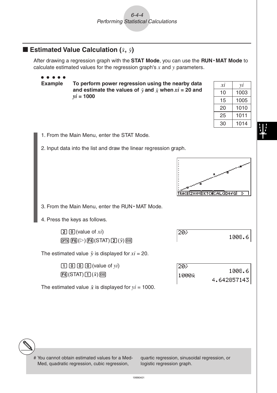 K estimated value calculation ( , ) | Casio ALGEBRA FX 2.0 Statistical Graphs and Calculations User Manual | Page 27 / 32