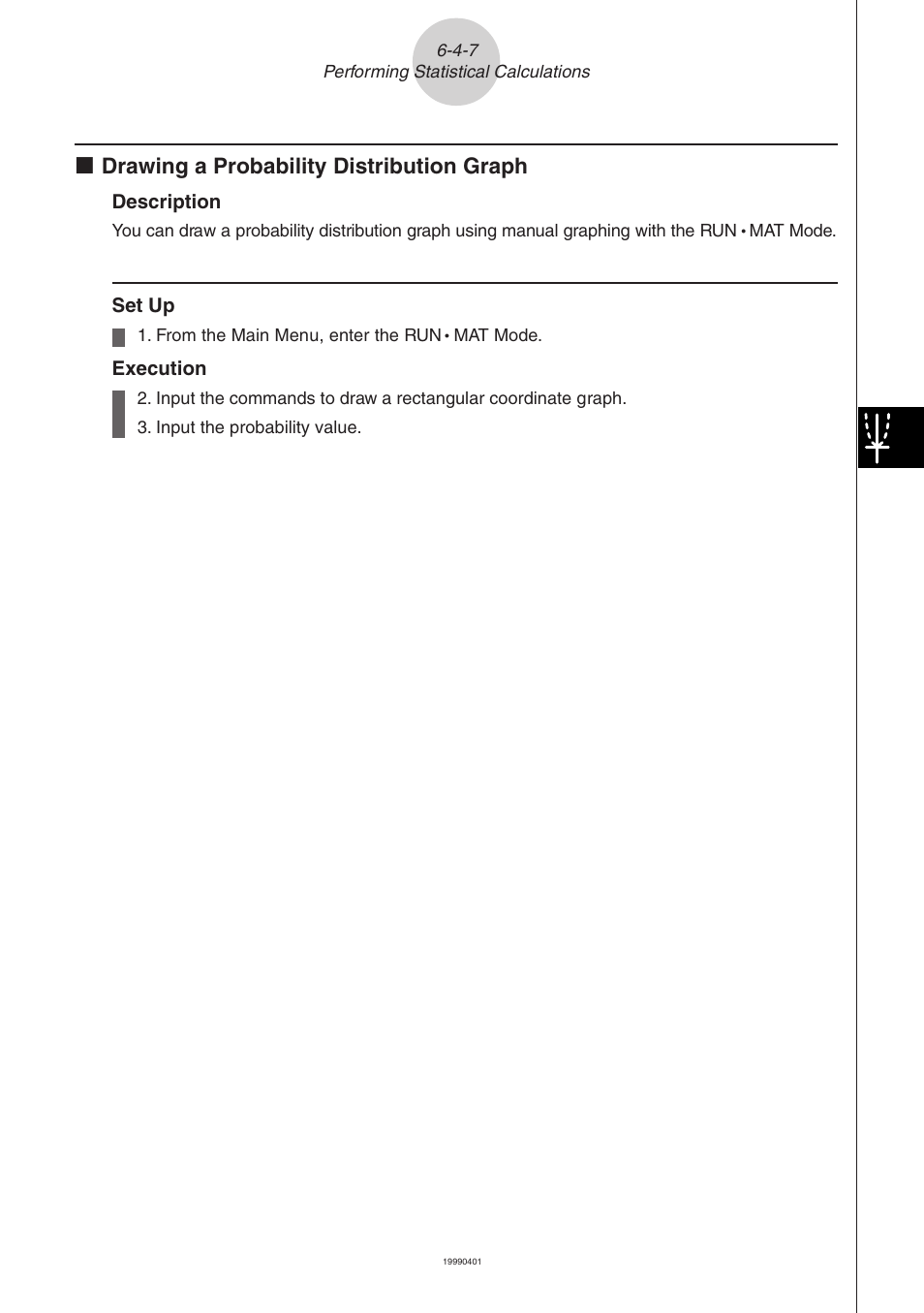 K drawing a probability distribution graph, Description, Set up | Execution | Casio ALGEBRA FX 2.0 Statistical Graphs and Calculations User Manual | Page 30 / 32