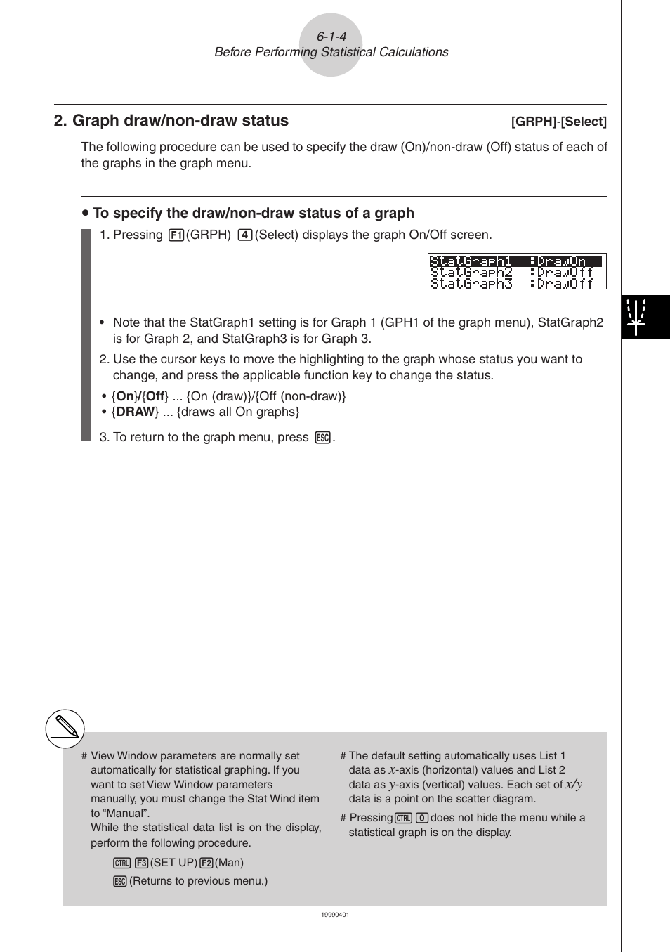 Graph draw/non-draw status | Casio ALGEBRA FX 2.0 Statistical Graphs and Calculations User Manual | Page 5 / 32