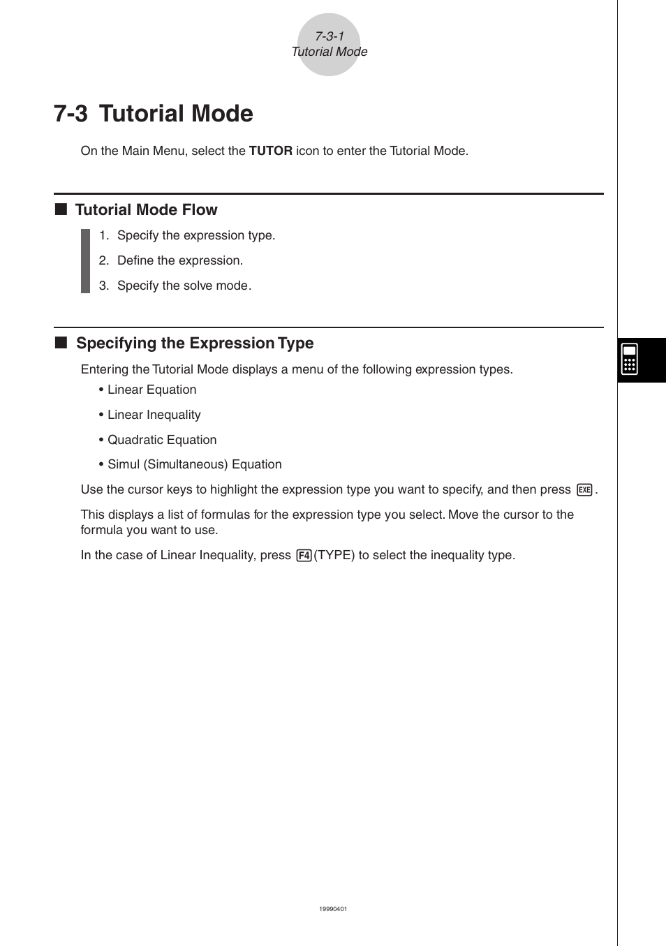 3 tutorial mode | Casio ALGEBRA FX 2.0 Computer Algebra System and Tutorial Modes User Manual | Page 21 / 30
