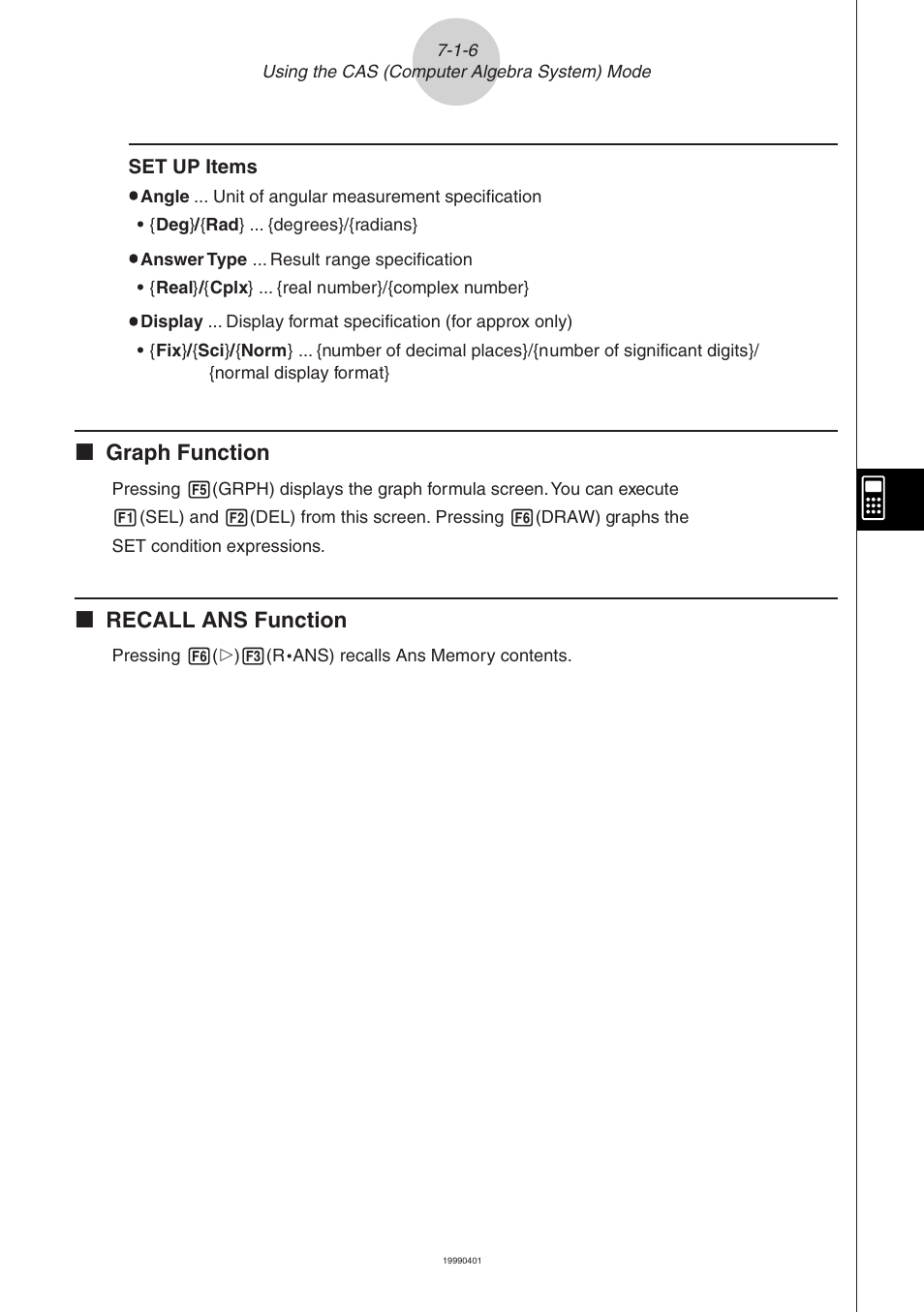 K graph function, K recall ans function | Casio ALGEBRA FX 2.0 Computer Algebra System and Tutorial Modes User Manual | Page 7 / 30