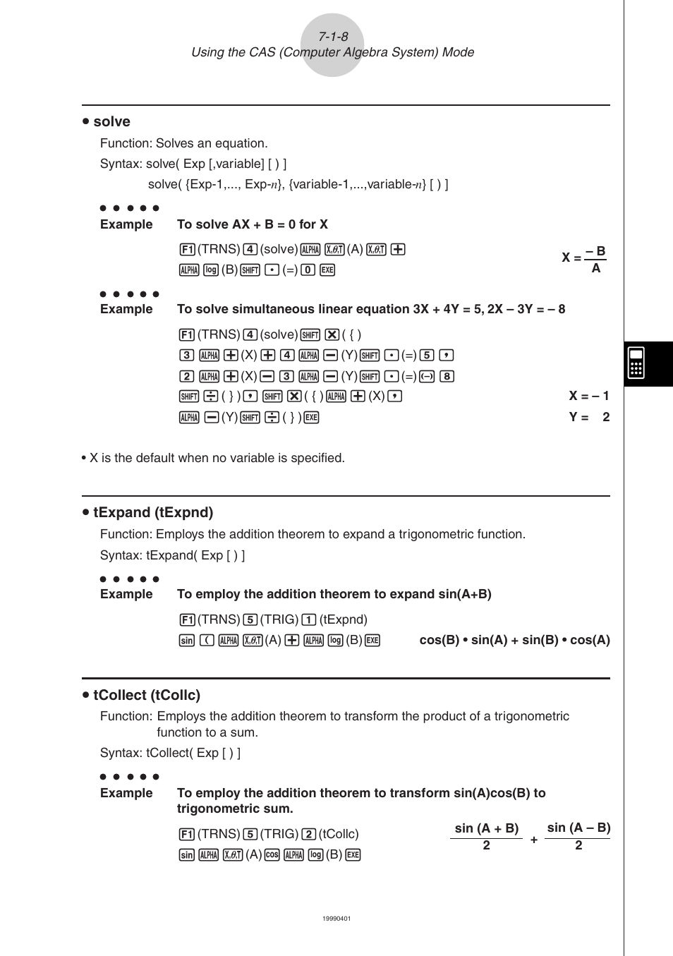 Casio ALGEBRA FX 2.0 Computer Algebra System and Tutorial Modes User Manual | Page 9 / 30