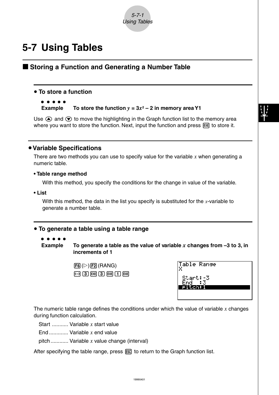 7 using tables | Casio ALGEBRA FX 2.0 PLUS Graphing User Manual | Page 40 / 98