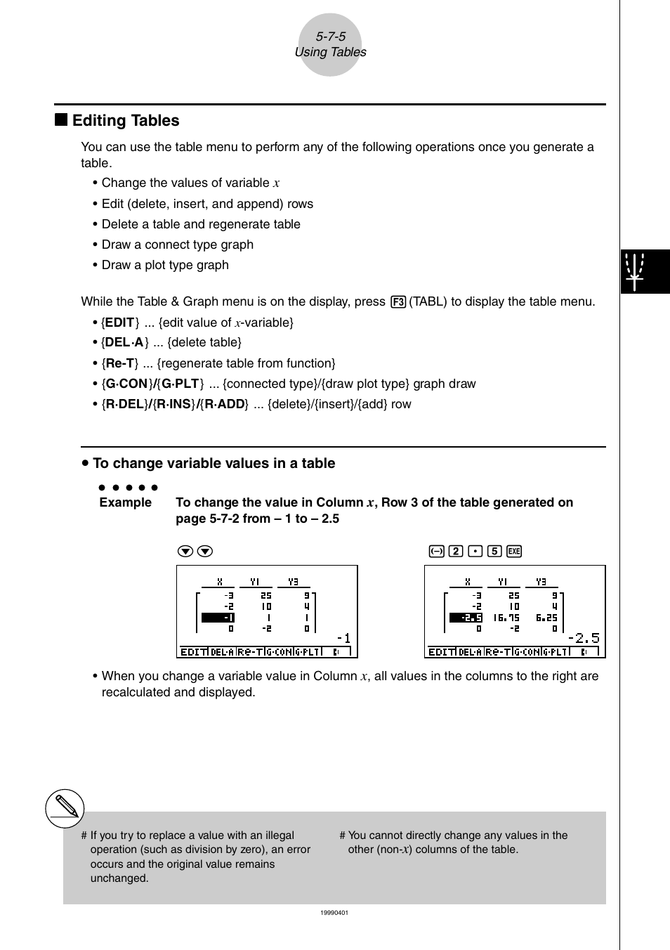 Kk editing tables | Casio ALGEBRA FX 2.0 PLUS Graphing User Manual | Page 44 / 98