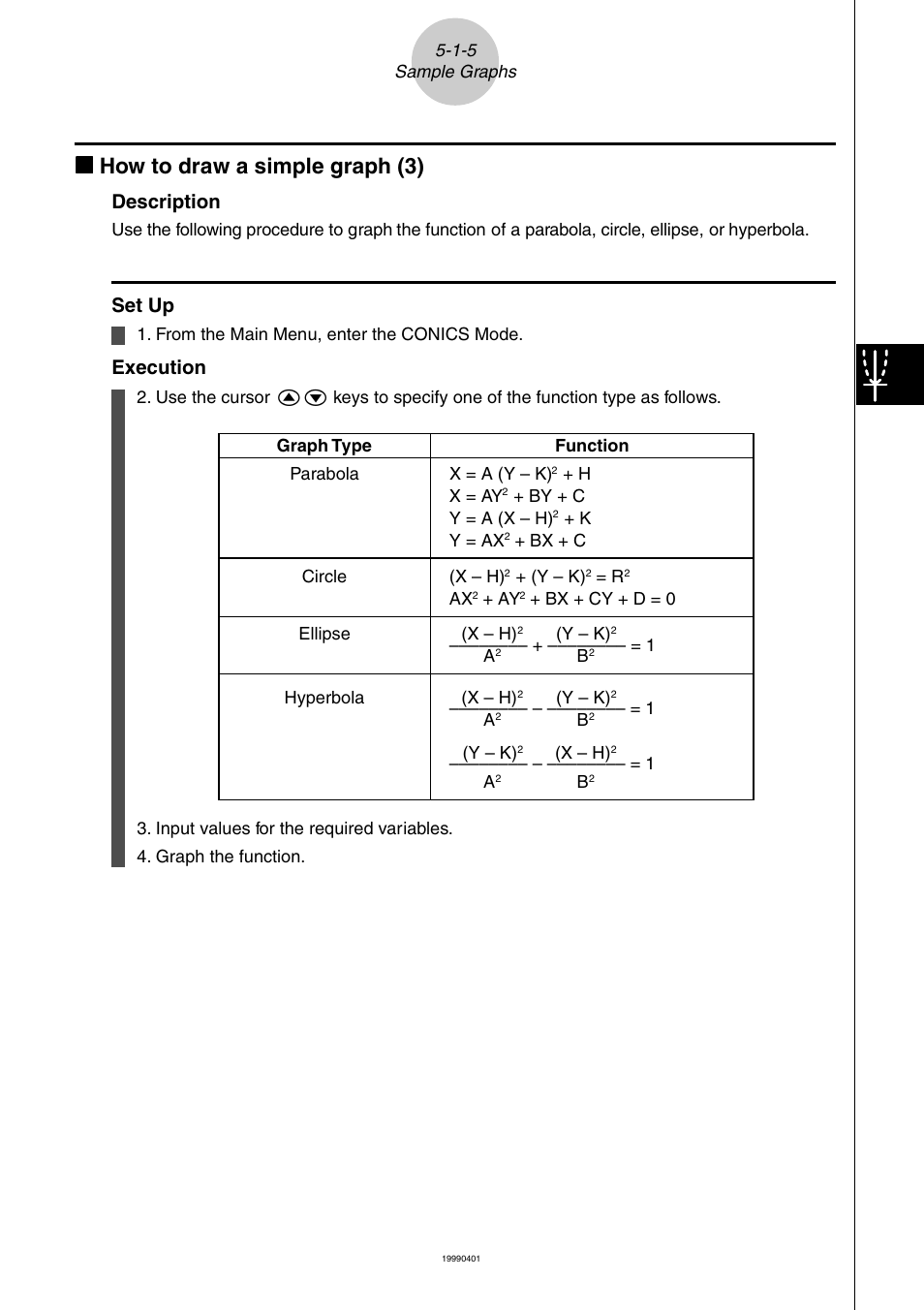 Kk how to draw a simple graph (3), Description, Set up | Execution | Casio ALGEBRA FX 2.0 PLUS Graphing User Manual | Page 6 / 98