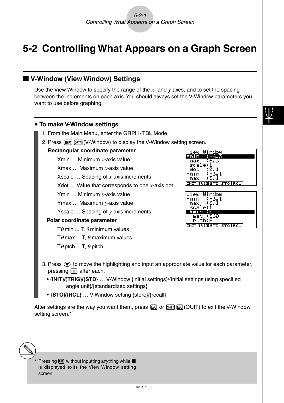 2 controlling what appears on a graph screen, Kk v-window (view window) settings | Casio ALGEBRA FX 2.0 PLUS Graphing User Manual | Page 8 / 98