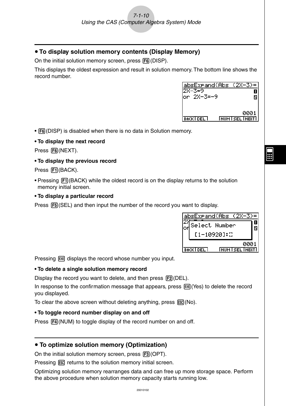 Casio ALGEBRA FX 2.0 PLUS Computer Algebra System and Tutorial Modes User Manual | Page 11 / 54