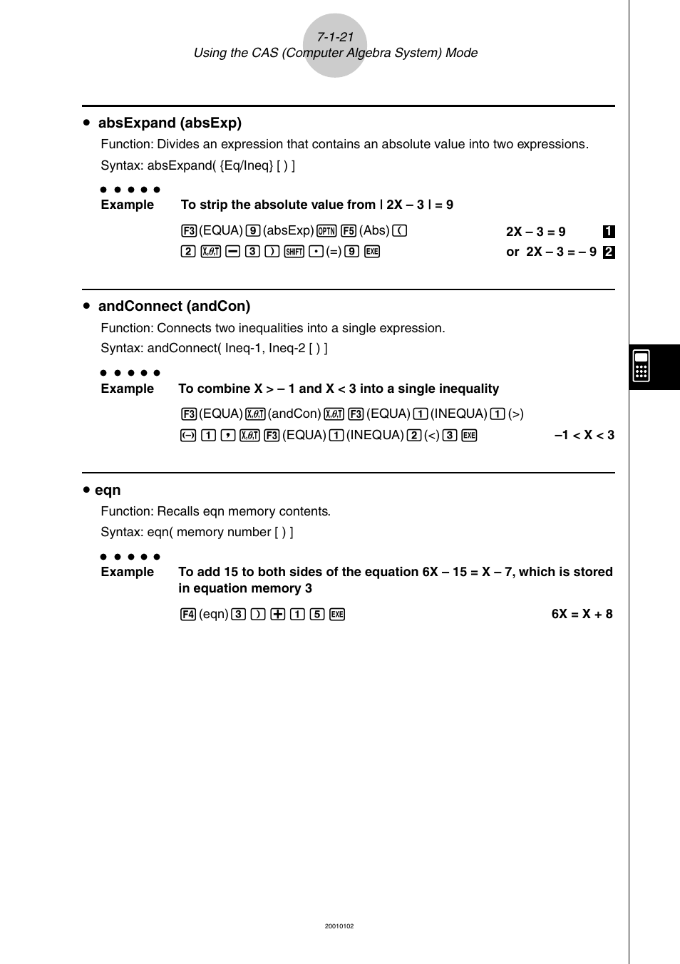 Casio ALGEBRA FX 2.0 PLUS Computer Algebra System and Tutorial Modes User Manual | Page 22 / 54