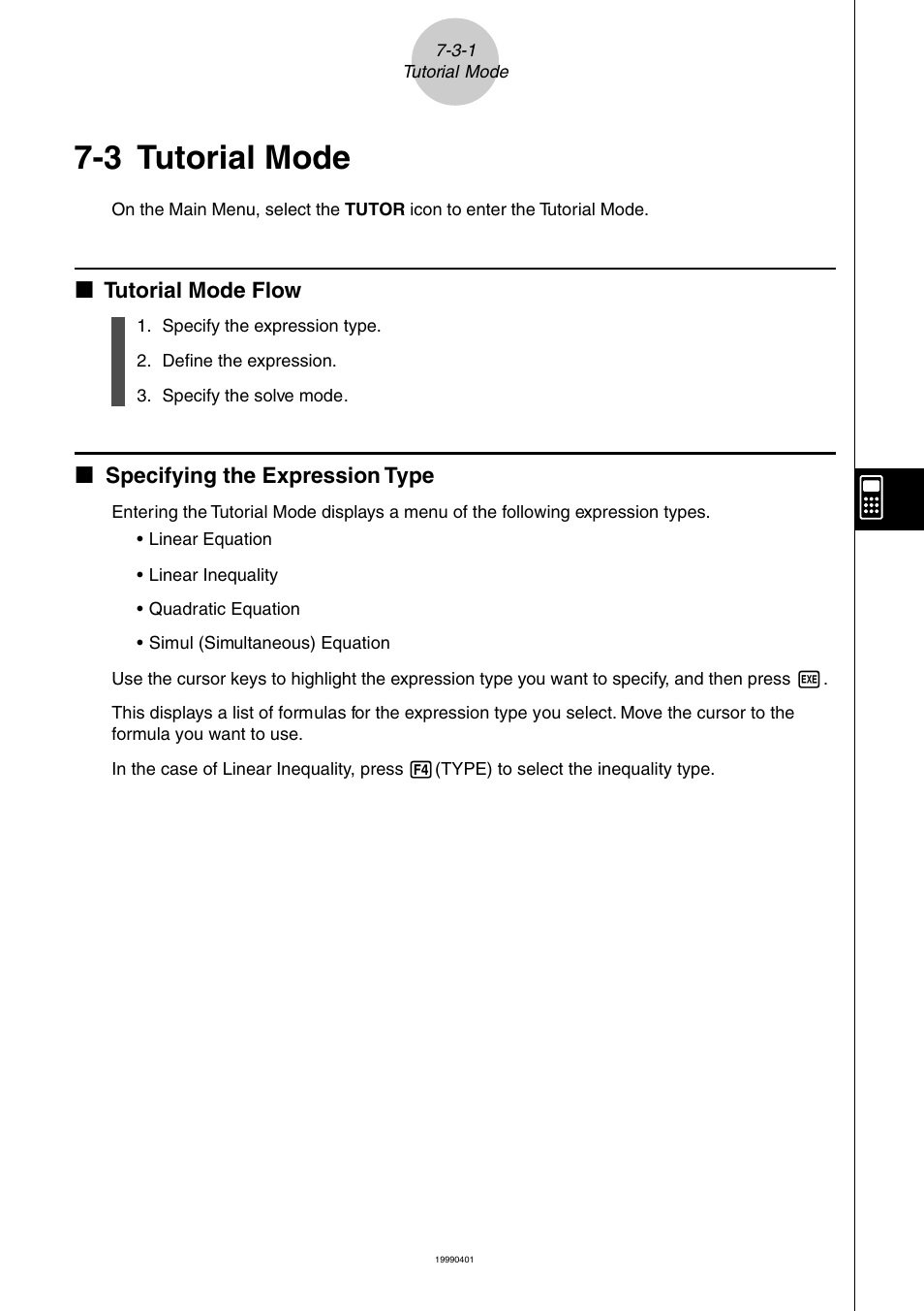 3 tutorial mode | Casio ALGEBRA FX 2.0 PLUS Computer Algebra System and Tutorial Modes User Manual | Page 45 / 54