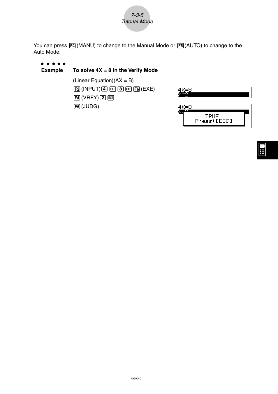 Casio ALGEBRA FX 2.0 PLUS Computer Algebra System and Tutorial Modes User Manual | Page 49 / 54