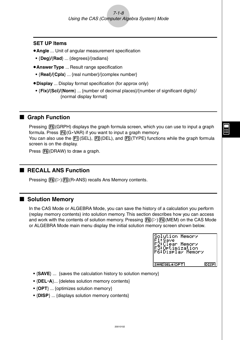 K graph function, K recall ans function | Casio ALGEBRA FX 2.0 PLUS Computer Algebra System and Tutorial Modes User Manual | Page 9 / 54