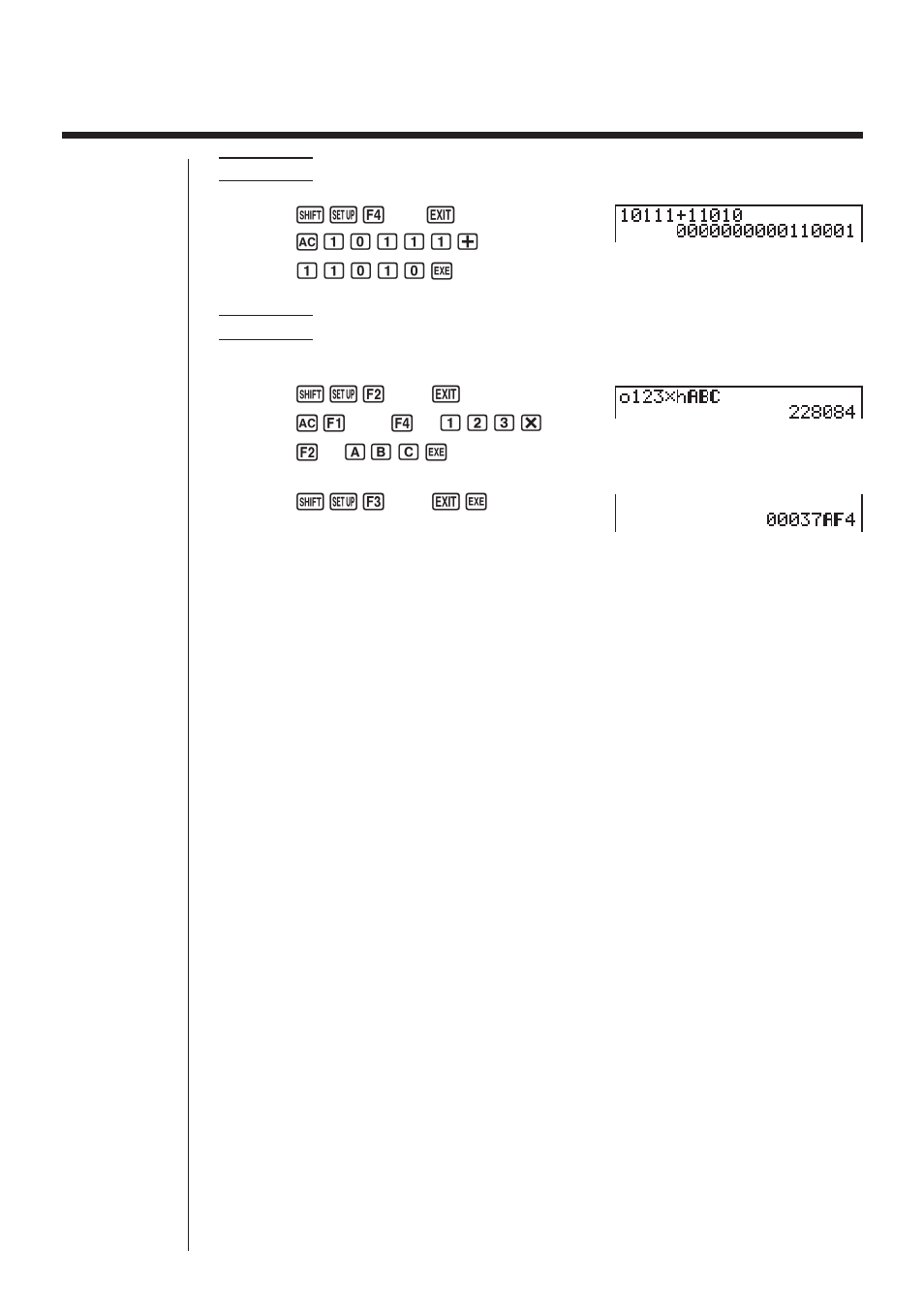 3 arithmetic operations | Casio CFX-9970G Binary, Octal, Decimal, and Hexadecimal Calculations User Manual | Page 5 / 6