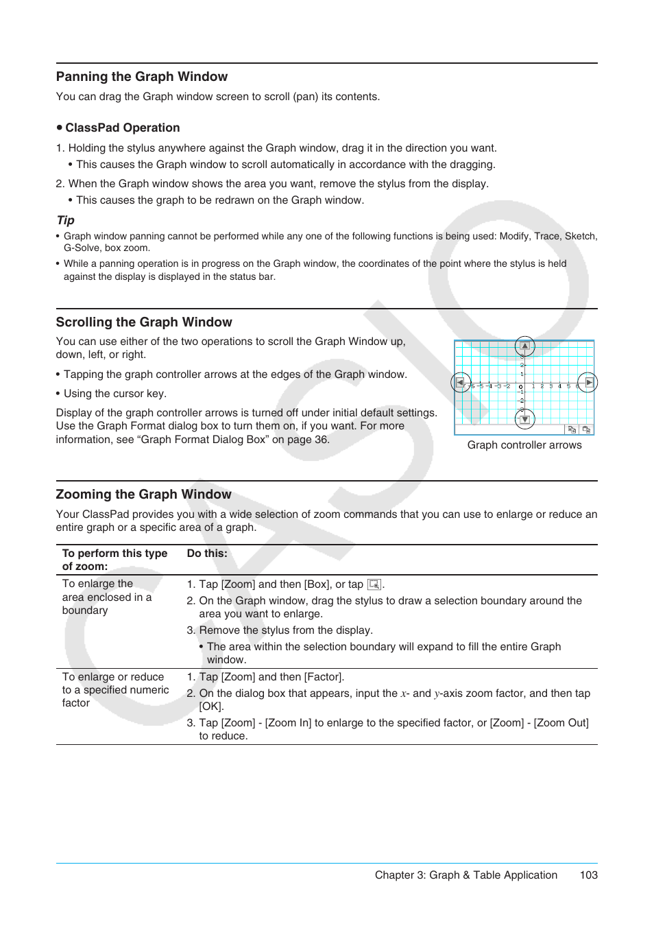Panning the graph window | Casio ClassPad II fx-CP400 User Manual | Page 103 / 275