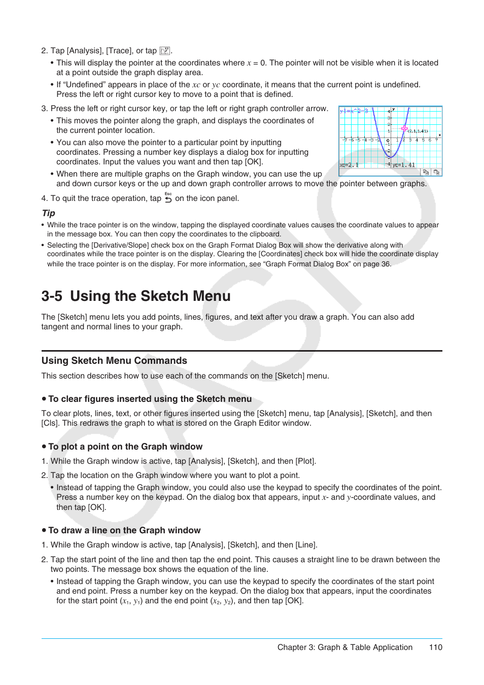 5 using the sketch menu, Using the sketch menu, Using sketch menu commands | Casio ClassPad II fx-CP400 User Manual | Page 110 / 275